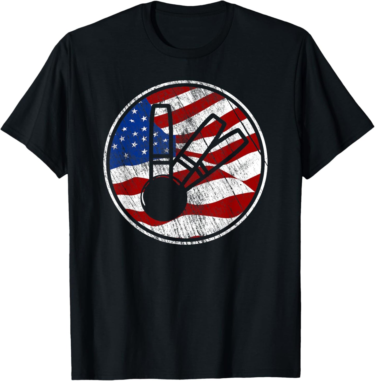 Candlepin Bowling American Flag - Vintage Candlepin Bowling T-Shirt - T-Shirt | Black