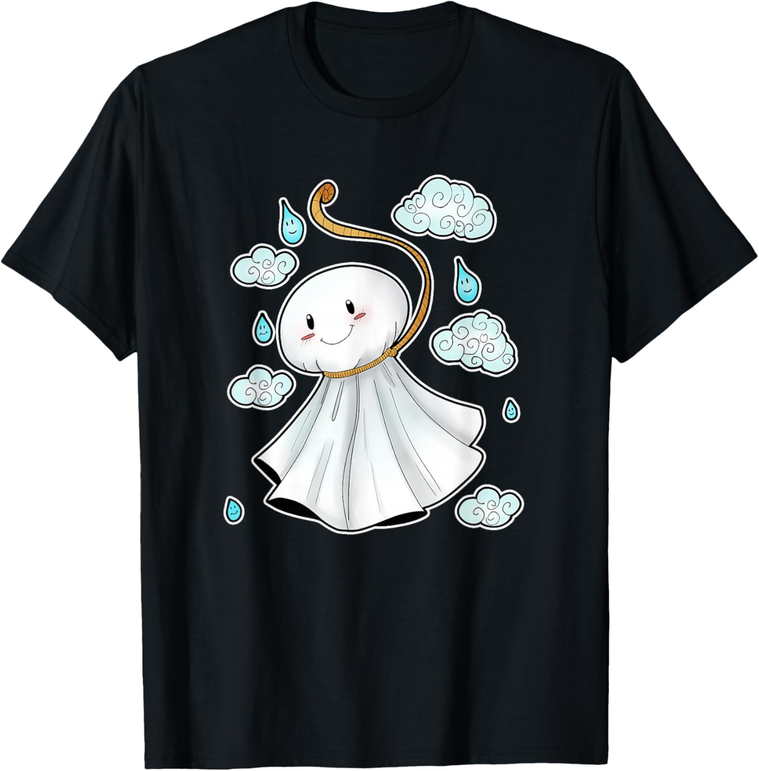 Kawaii Cute Japanese Amulet Teru Teru Bozu T-Shirt - T-Shirt | Black