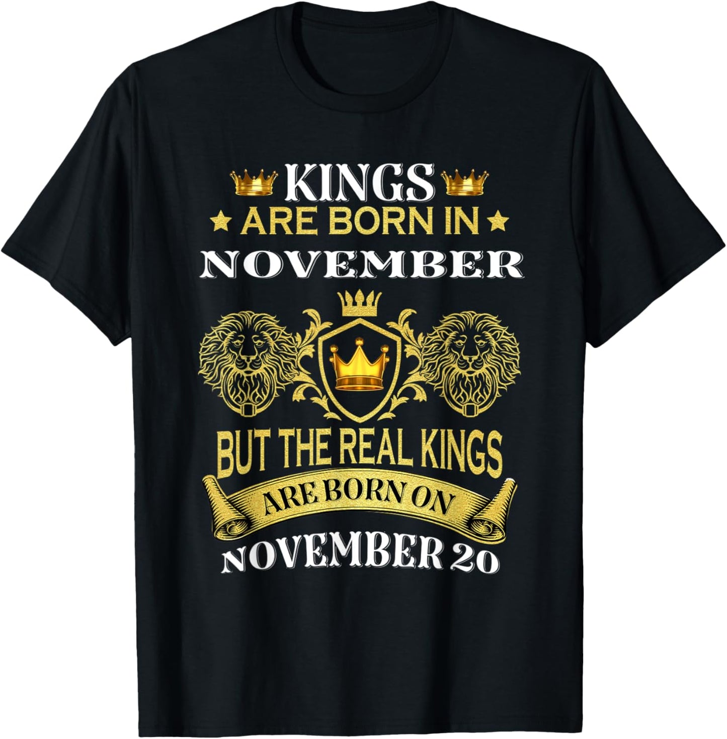 Kings Are Born On November 20th Birthday Men Boy Kid T-Shirt - T-Shirt | Black