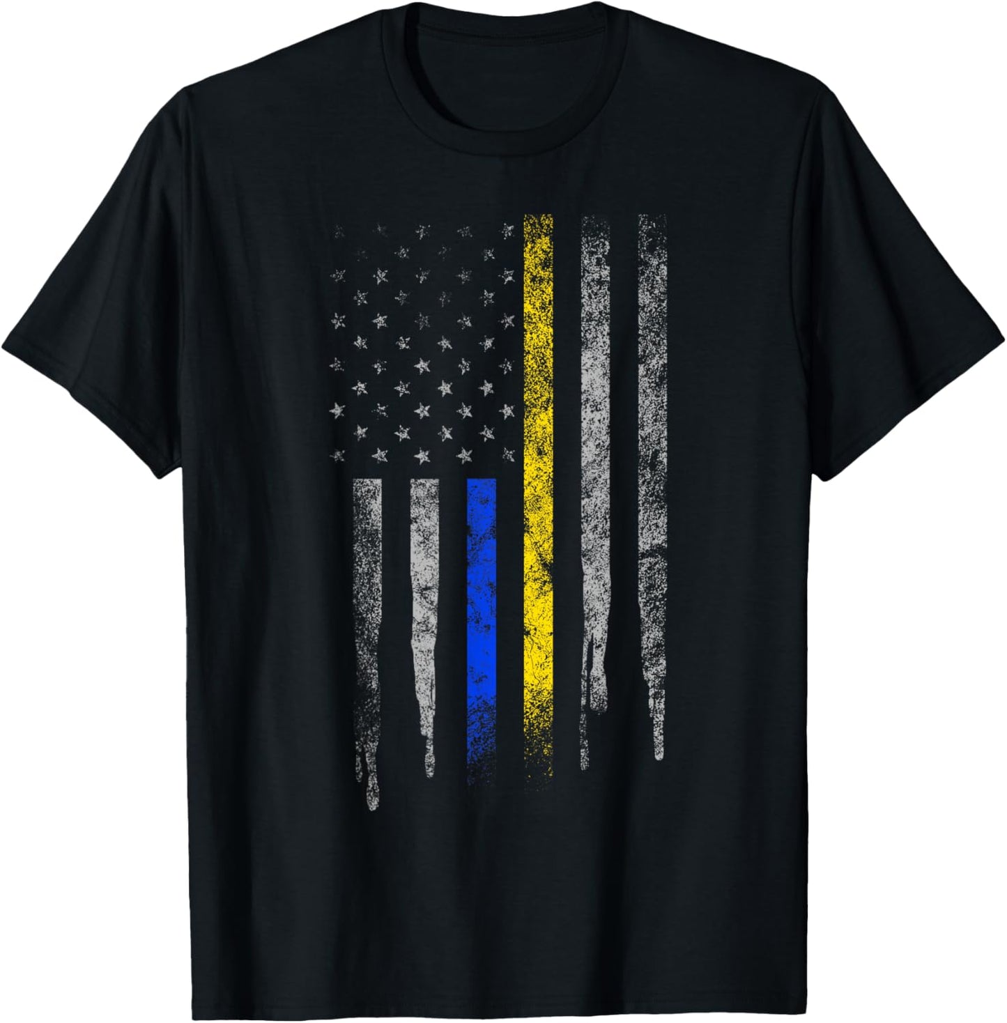 Gold Blue Line 911 Police Dispatcher First Responder T-Shirt - T-Shirt | Black