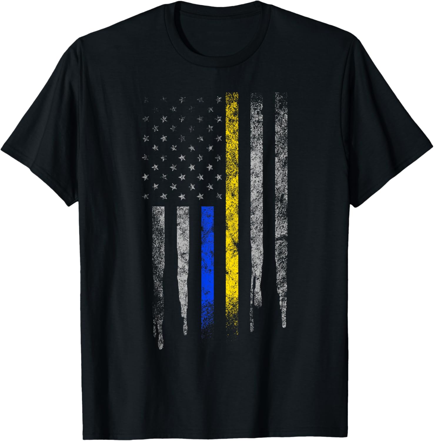 Gold Blue Line 911 Police Dispatcher First Responder T-Shirt - T-Shirt | Black