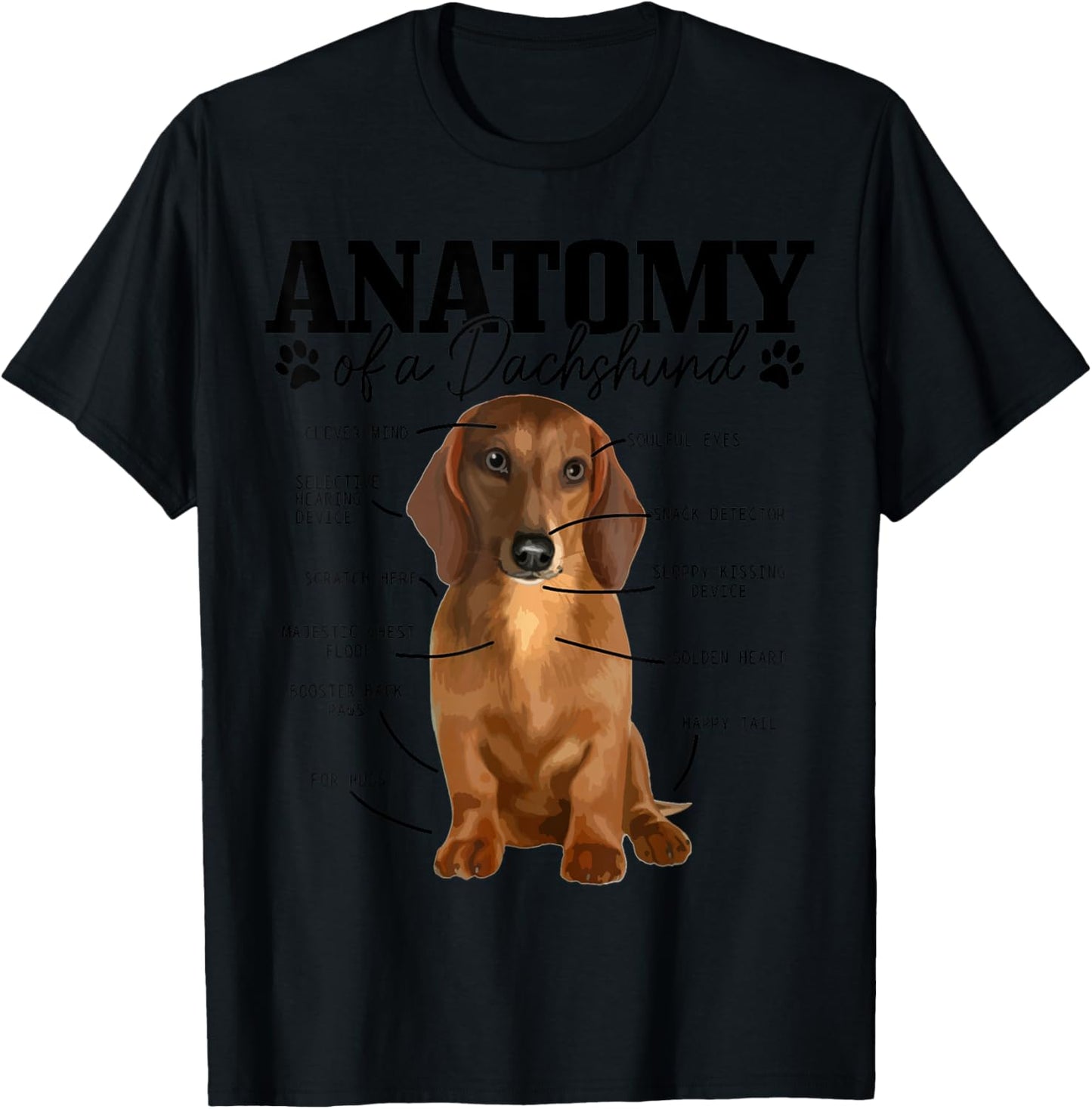 Anatomy Of A Dachshund Funny Cute Wiener Dog Mom Dad T-Shirt - T-Shirt | Black