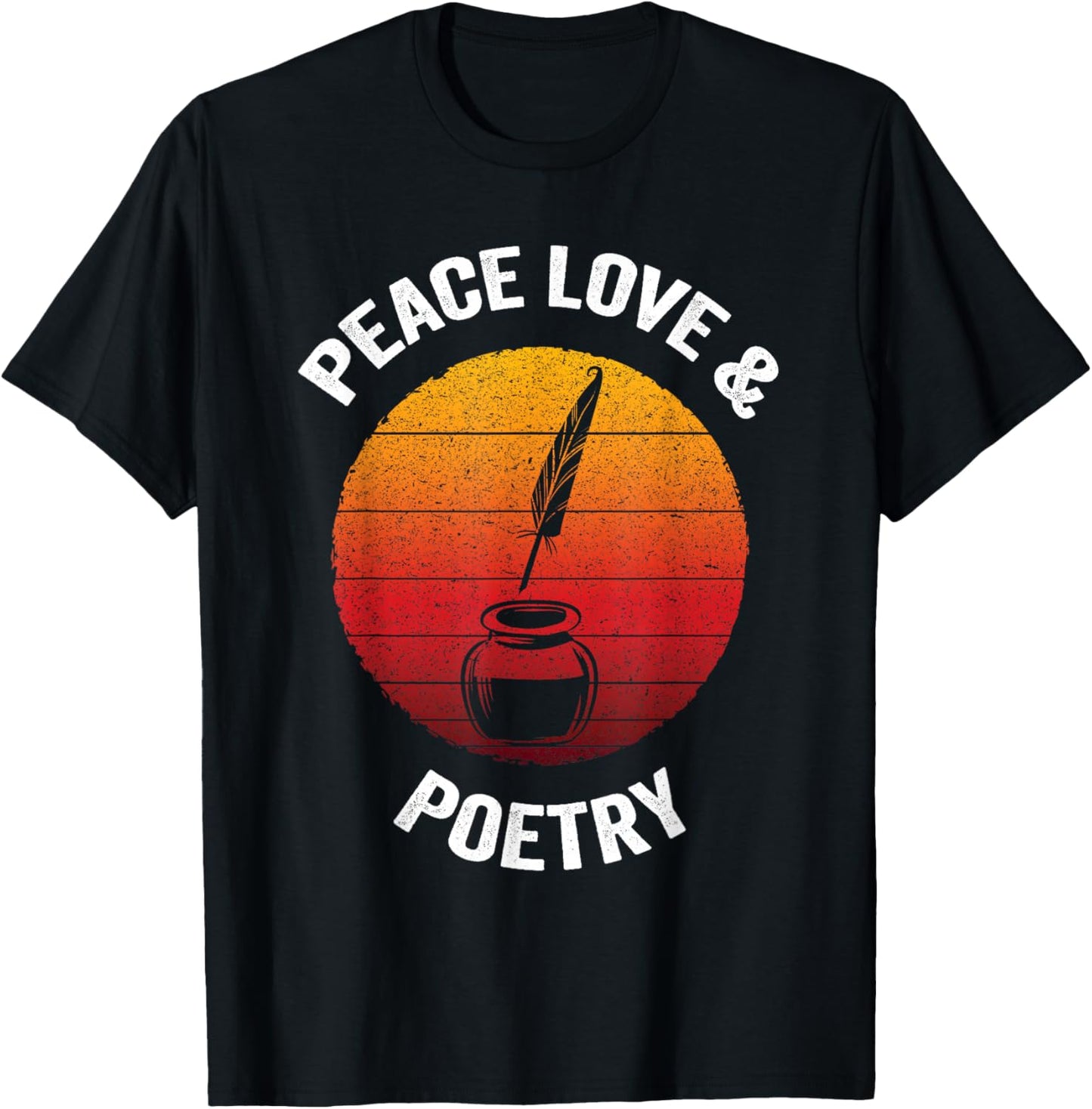 Peace Love & Poetry | Vintage Poem Literature T-Shirt - T-Shirt | Black