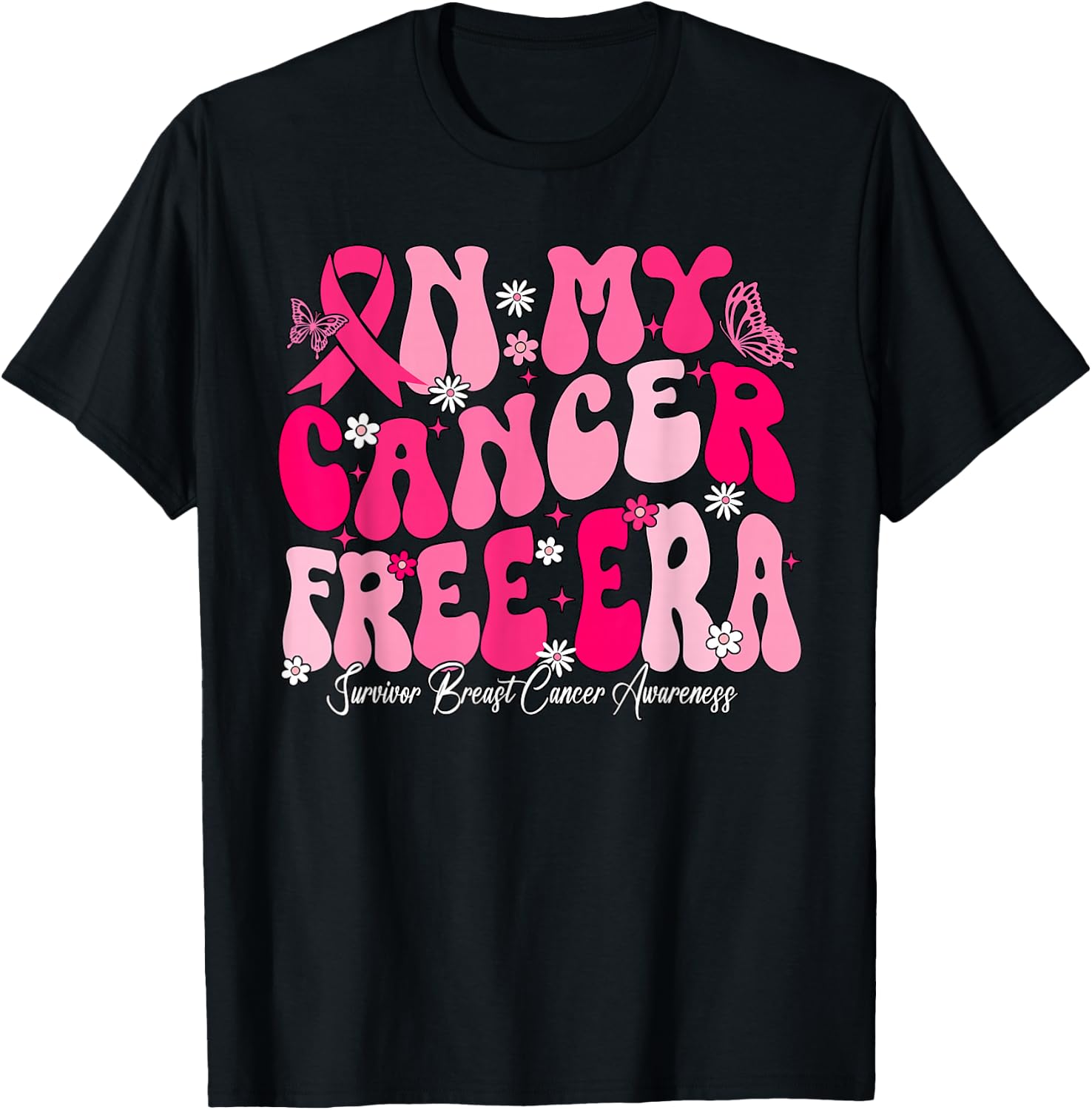 In My Cancer Free Era Survivor Breast Cancer Awareness T-Shirt - T-Shirt | Black