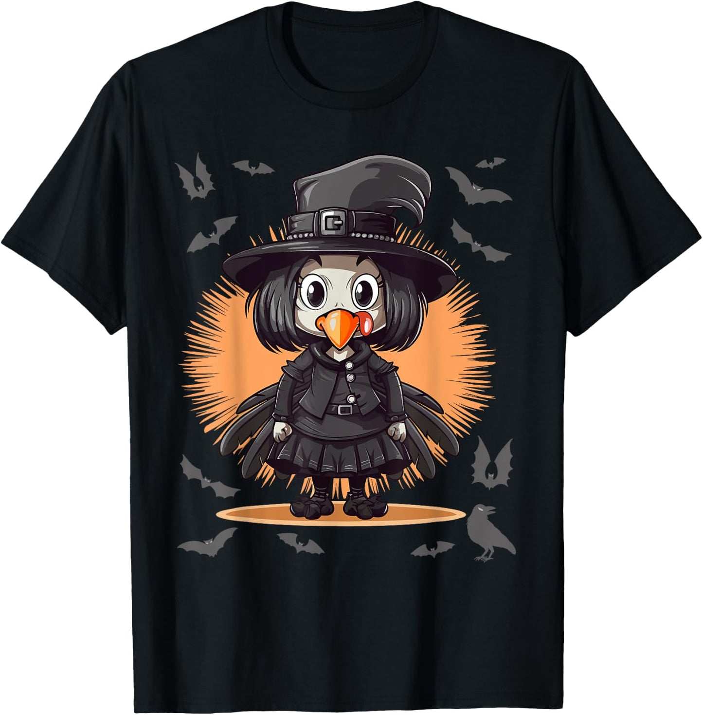 Goth Girl Turkey Outfit - Gothic Turkey Goth Thanksgiving T-Shirt - T-Shirt | Black