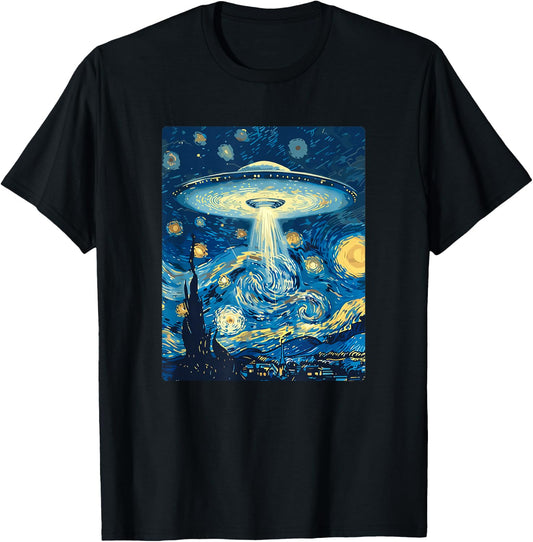 Starry Night UFO T-Shirt - T-Shirt | Black