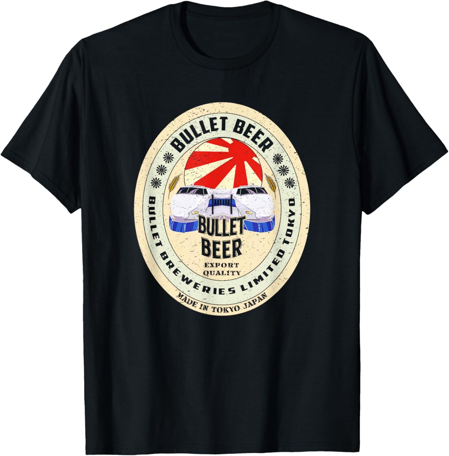 Bullet Train Shinkansen Beer Tokyo Japan T-Shirt - T-Shirt | Black