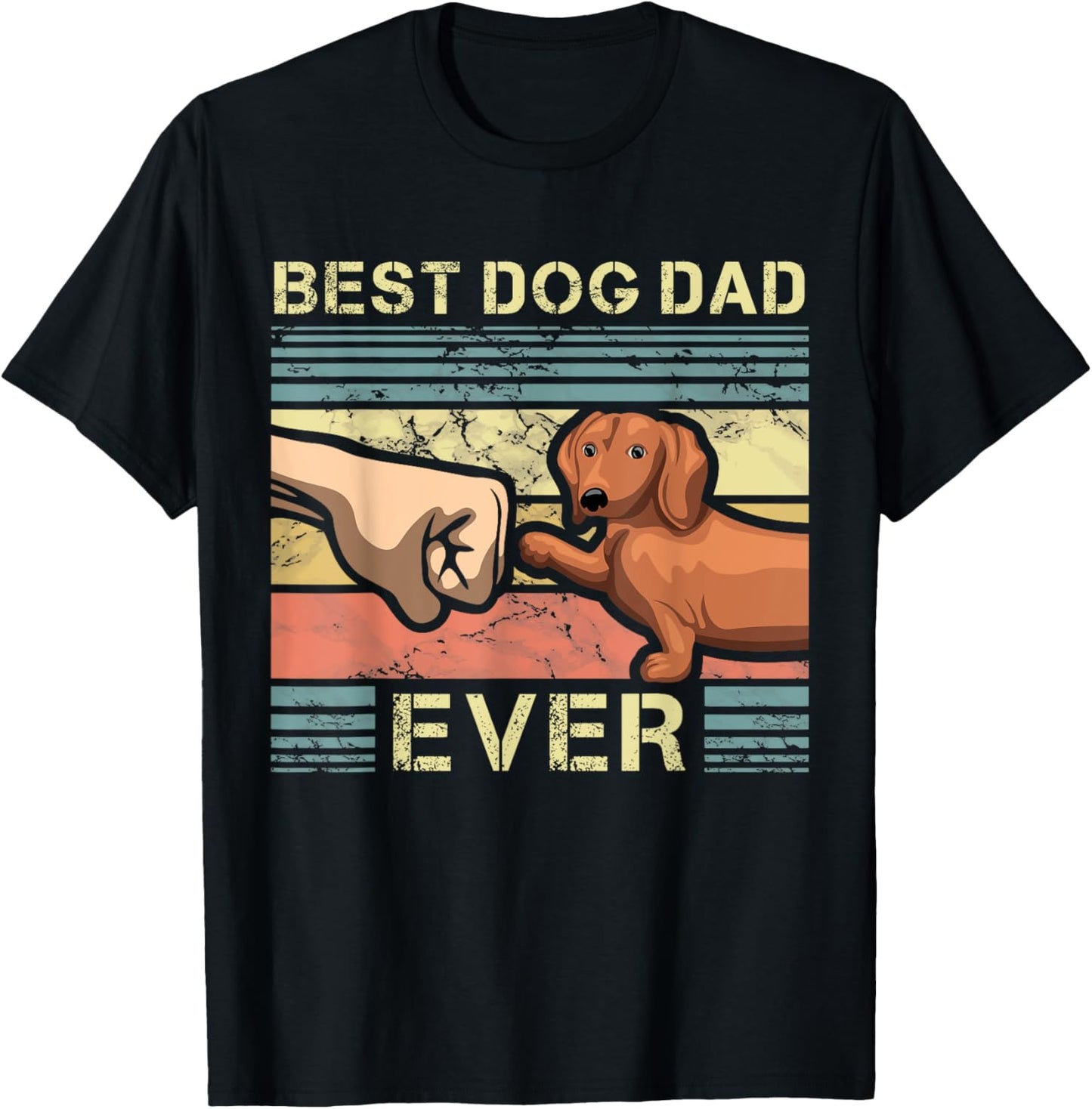 Best Dachshund Dad Ever Funny Wiener Dog Animal Lover Father T-Shirt - T-Shirt | Black