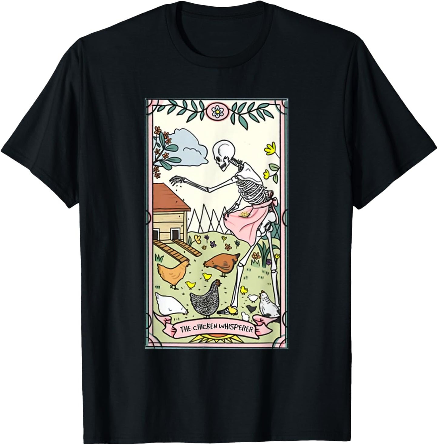 The Chicken Whisperer Tarot Card Crazy Chicken Lady Farmer T-Shirt - T-Shirt | Black
