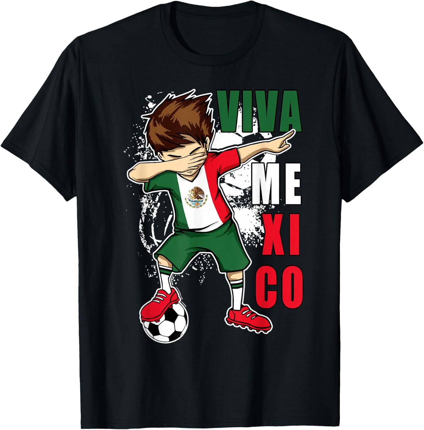 Viva Mexico Mexican Soccer Boy Independence Day Flag Kids T-Shirt - T-Shirt | Black