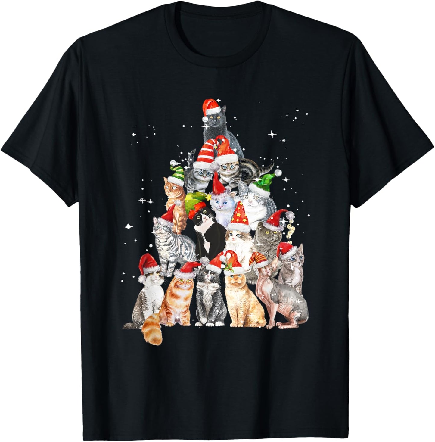 Cats For Everybody Christmas Cats Xmas Meow Christmas T-Shirt - T-Shirt | Black