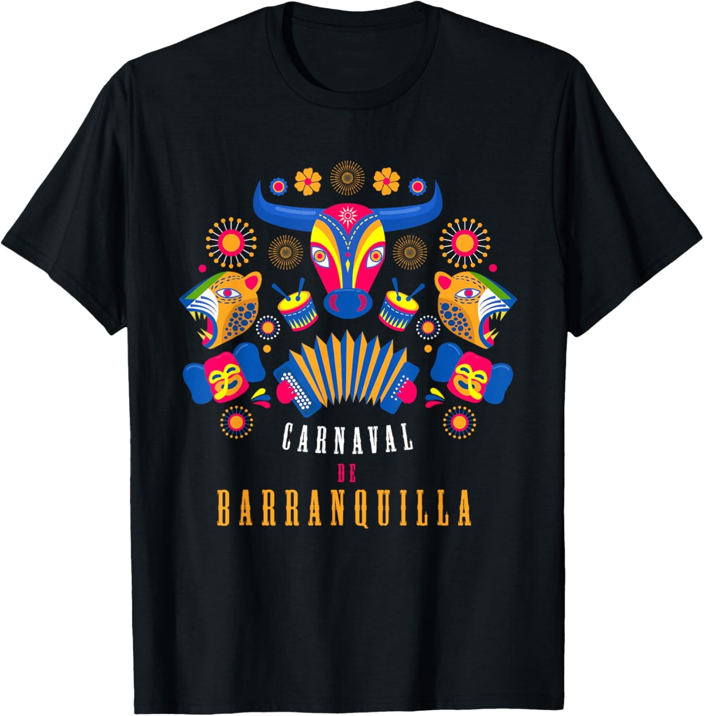 Carnaval de Barranquilla El Torito Marimonda Jaguar Acordeón T-Shirt - T-Shirt | Black