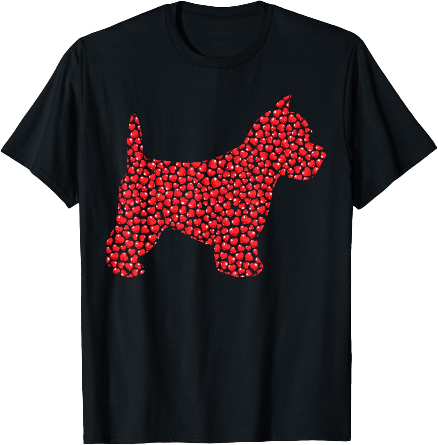 Funny Westie Dog Lover Hearts Love Westie Valentine T-Shirt - T-Shirt | Black
