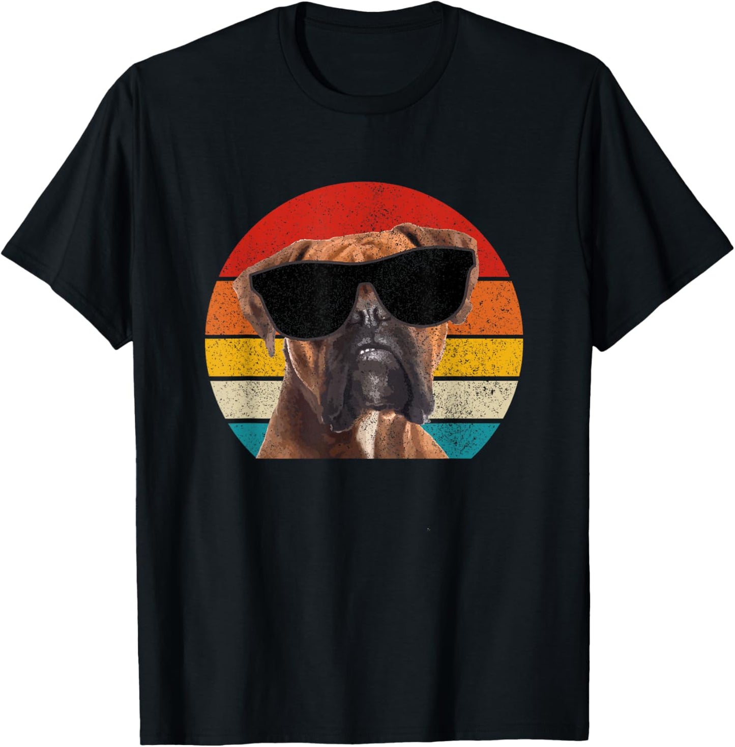 Boxer Dog Sunglasses Vintage Funny Dog Men Women Kids T-Shirt - T-Shirt | Black