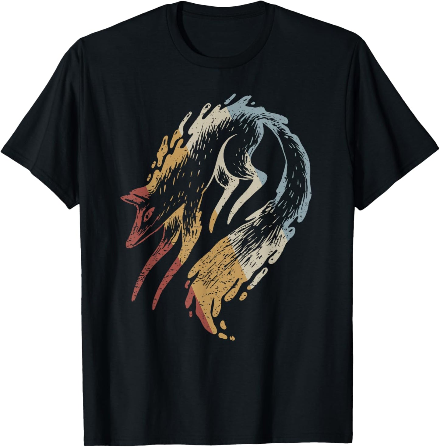 Fox Retro Style Vintage T-Shirt - T-Shirt | Black