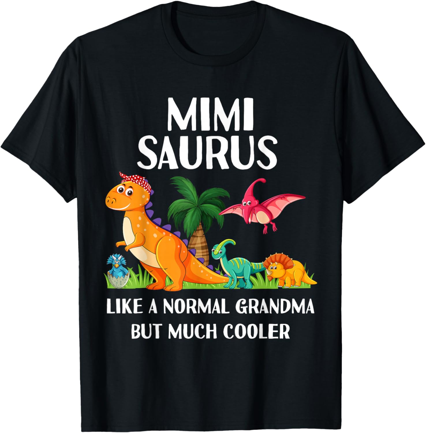 Mimisaurus Mimi Grandma Saurus Women Dinosaur Matching T-Shirt - T-Shirt | Black