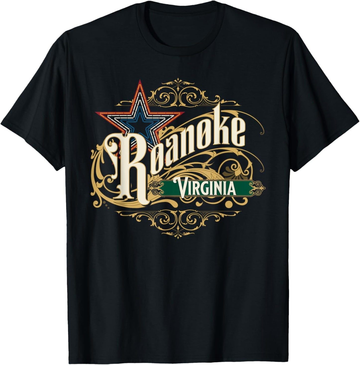 Roanoke VA Blue Ridge Mountains Virginia Mill Mountain Star T-Shirt - T-Shirt | Black
