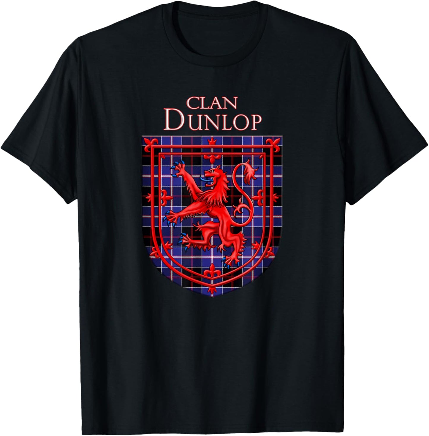 Dunlop Tartan Scottish Plaid Lion Rampant T-Shirt - T-Shirt | Black