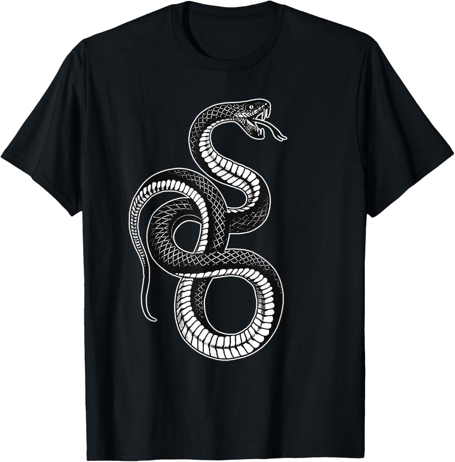 Snake x Serpent x Black Snake x Coil Blackwork T-Shirt - T-Shirt | Black