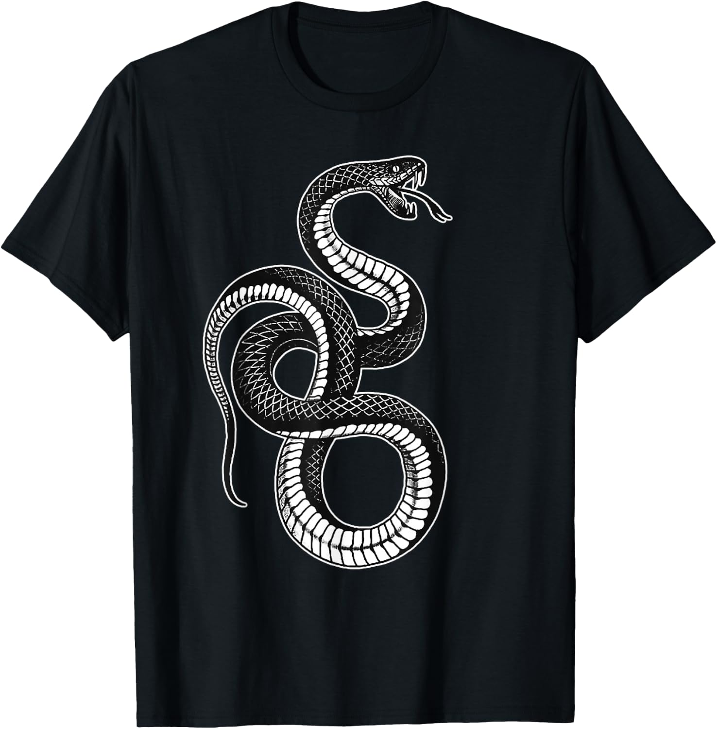 Snake x Serpent x Black Snake x Coil Blackwork T-Shirt - T-Shirt | Black