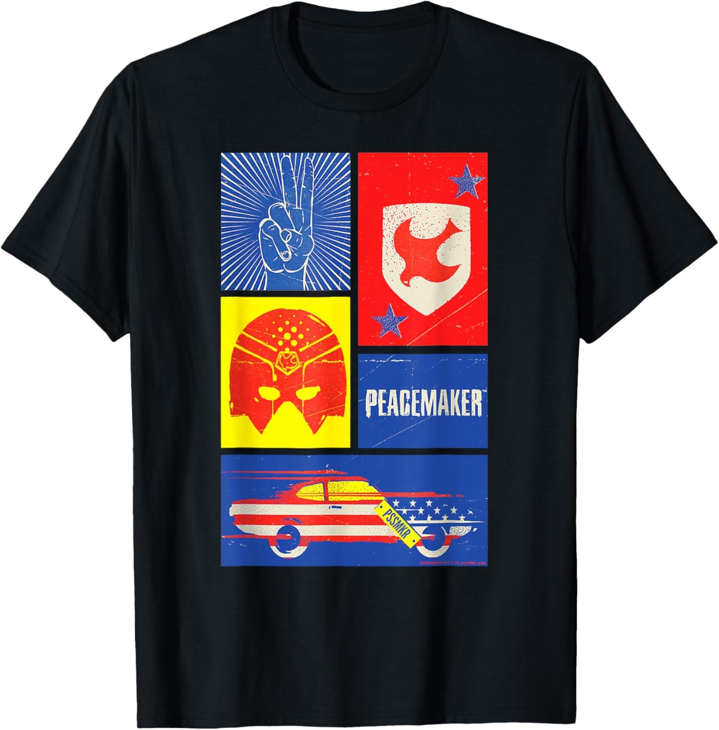 Peacemaker Sign, Shield, Helmet and Car T-Shirt - T-Shirt | Black