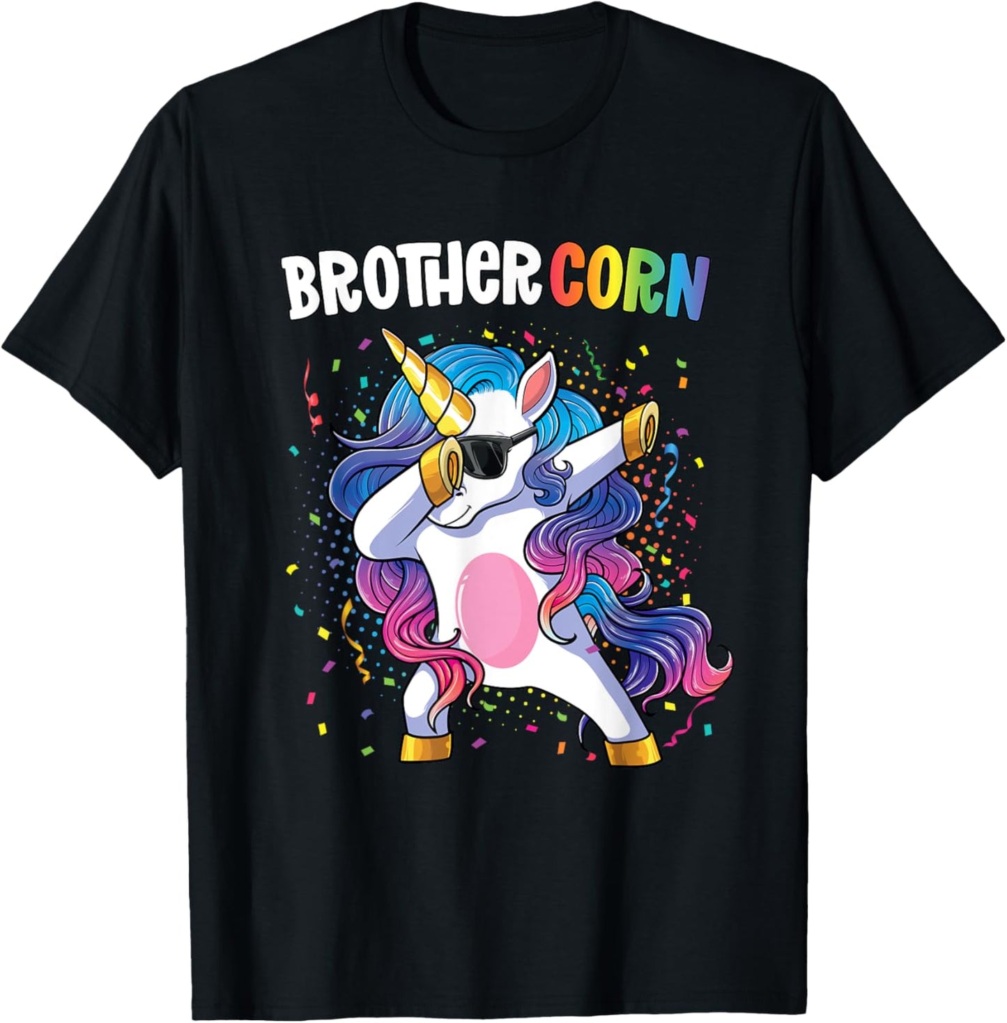 Brothercorn Boys Unicorn Birthday Dabbing Unicorn Brother T-Shirt - T-Shirt | Black