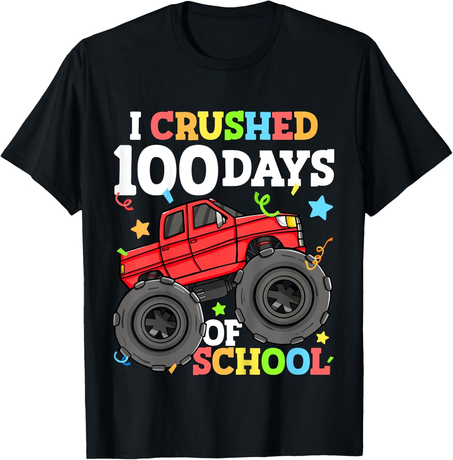 Kids 100 Days of School Monster Truck 100th Day of School Boys T-Shirt - T-Shirt | Black