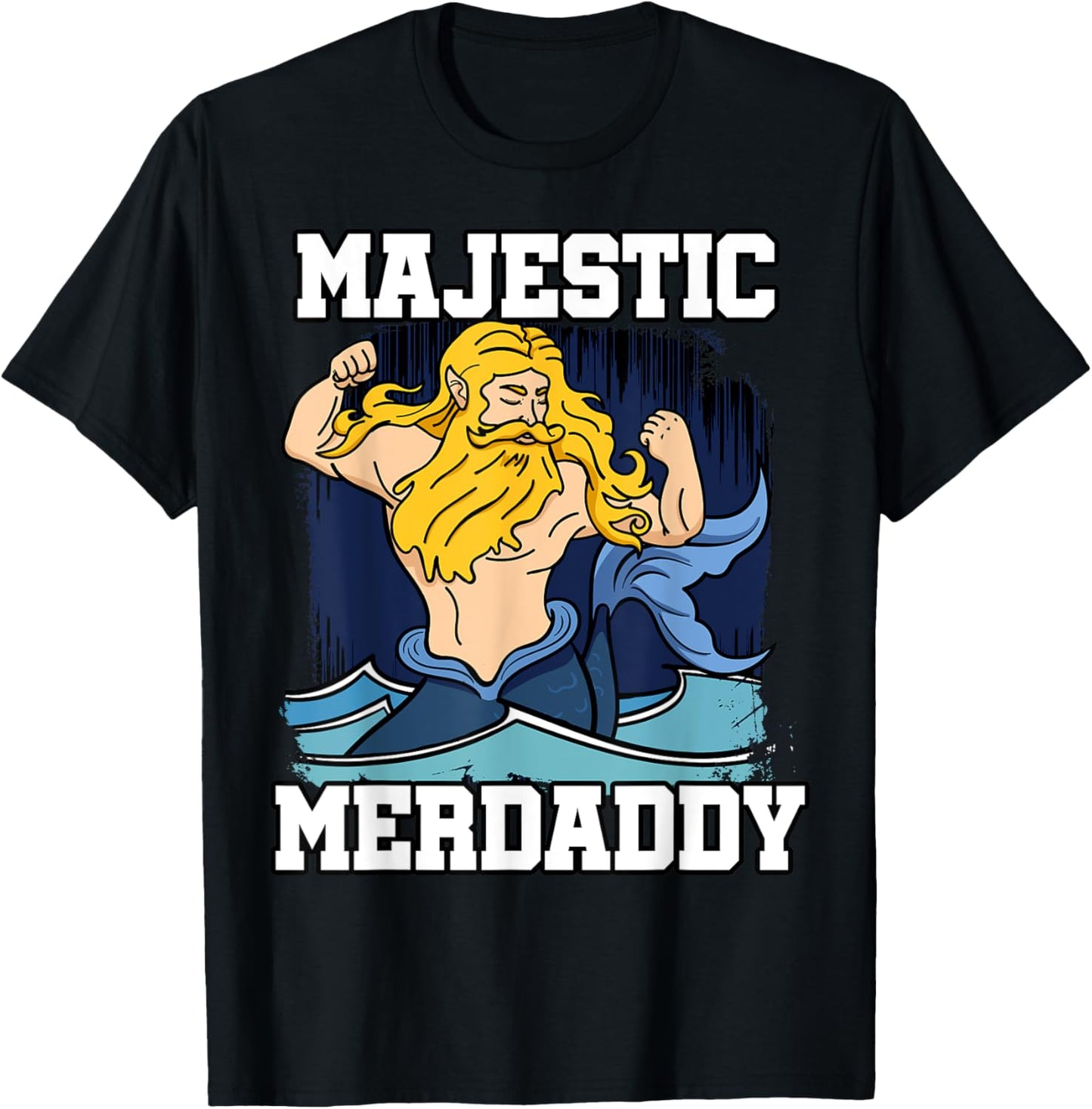 Majestic Merdaddy Mermaid Daddy Merman Merfolk Merpeople Dad T-Shirt - T-Shirt | Black