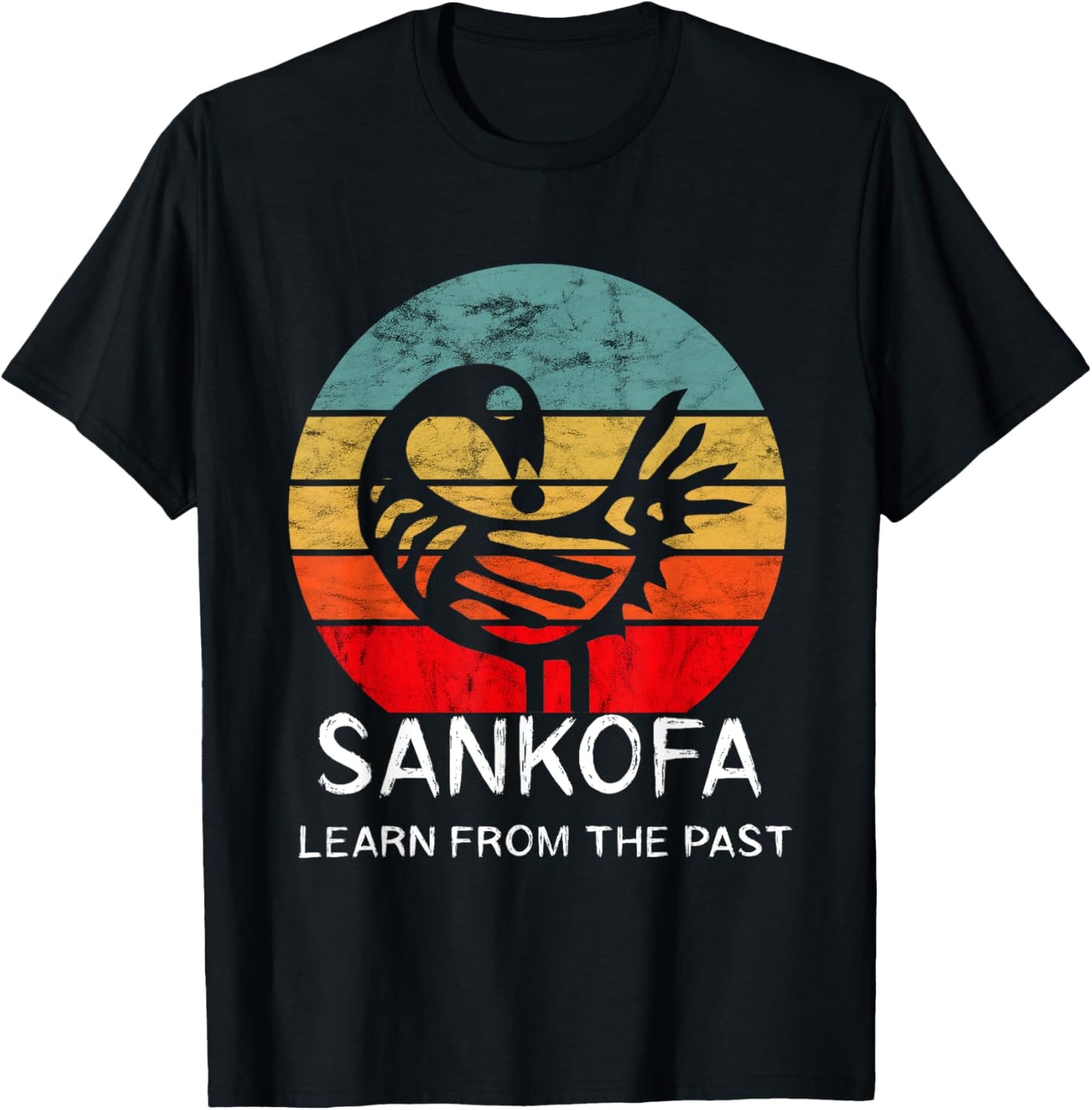 Sankofa Retro Vintage Learn From The Past African Bird T-Shirt - T-Shirt | Black