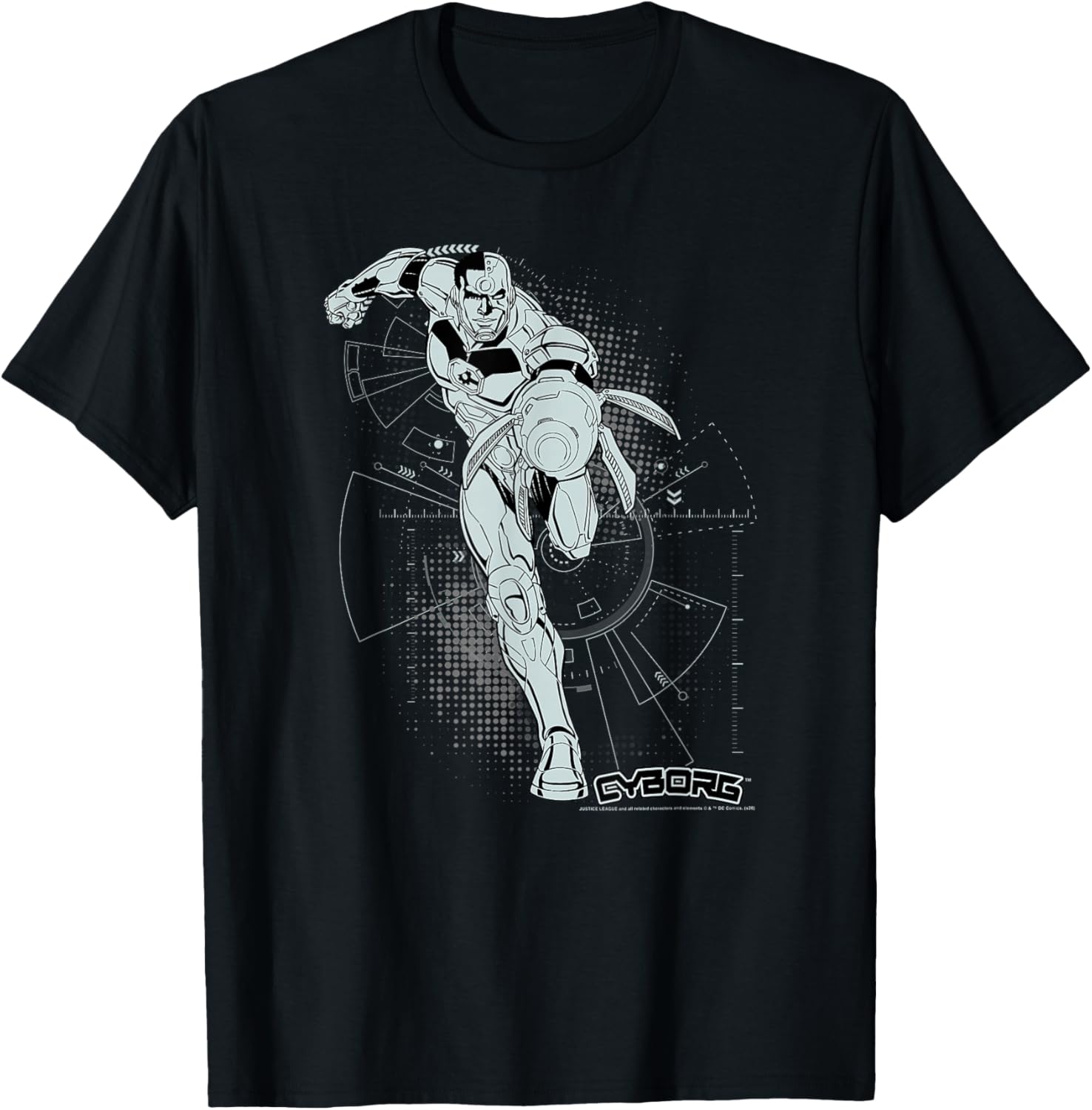 DC Comics Justice League Cyborg Comic Battle Plans T-Shirt - T-Shirt | Black
