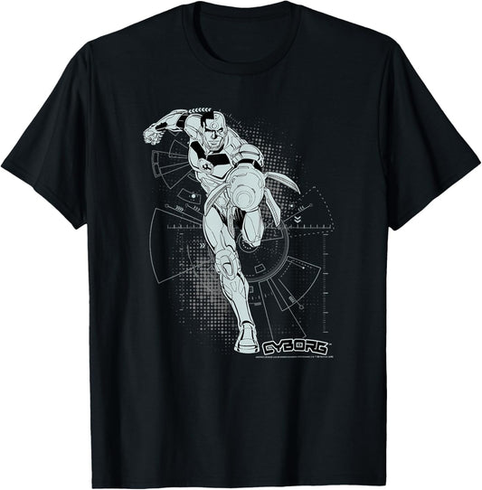 DC Comics Justice League Cyborg Comic Battle Plans T-Shirt - T-Shirt | Black