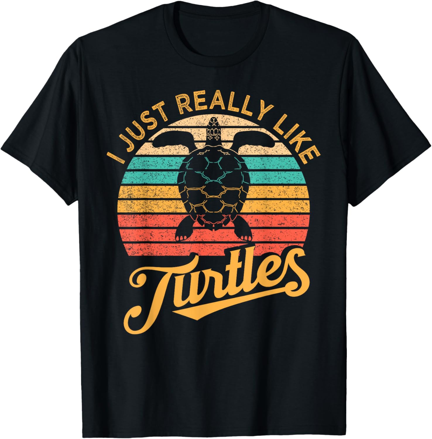 I Just Really Like Turtles Sea Turtle Lover Retro Style T-Shirt - T-Shirt | Black