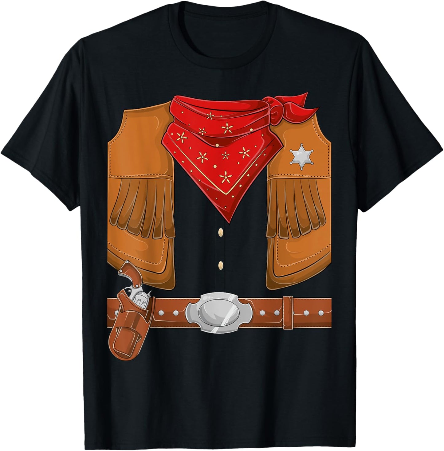 Cowboy Halloween Costume Men Women Kids Cowboy Sherif T-Shirt - T-Shirt | Black