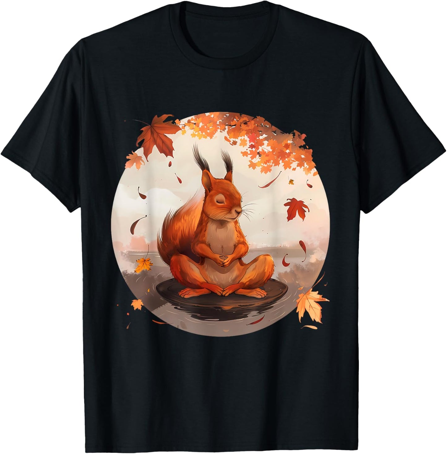 Meditation Squirrel Animal Art Spirituality Yoga Buddhist T-Shirt - T-Shirt | Black
