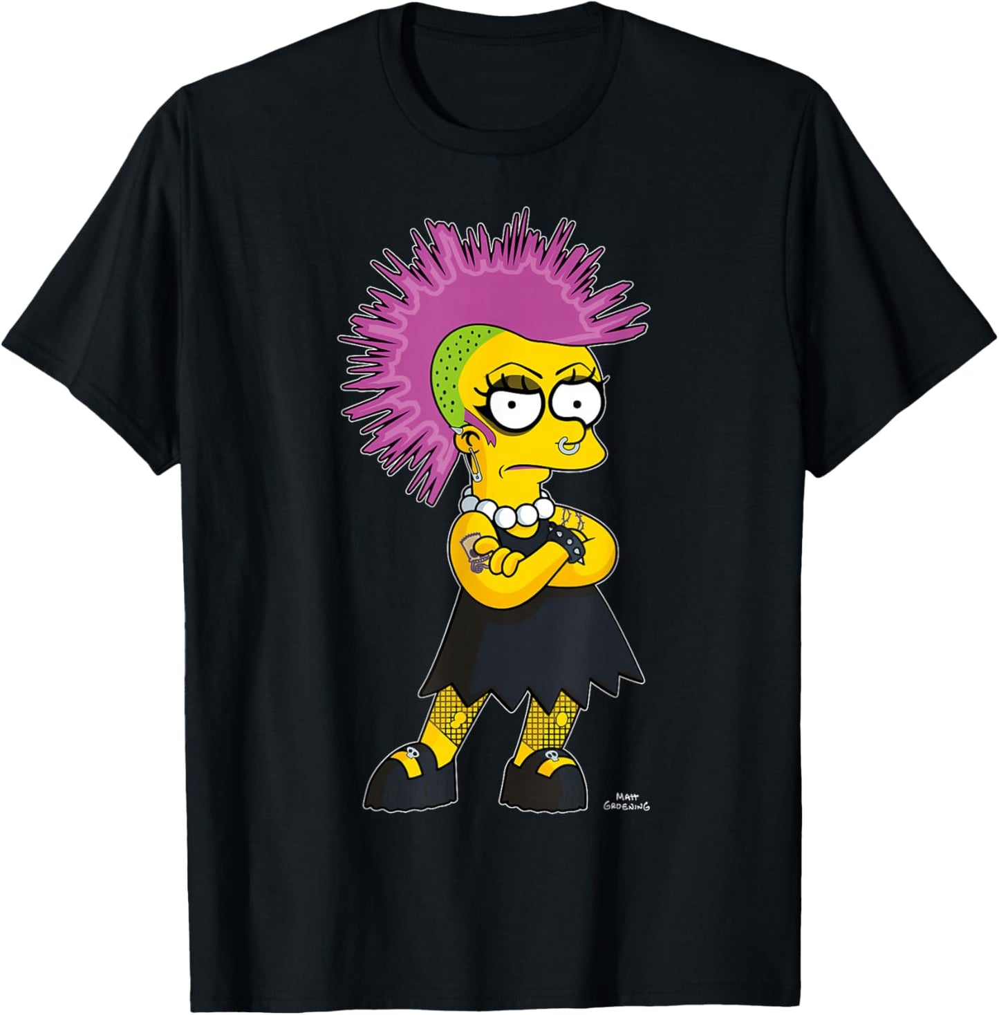 The Simpsons Lisa Punk Rock V2 T-Shirt - T-Shirt | Black