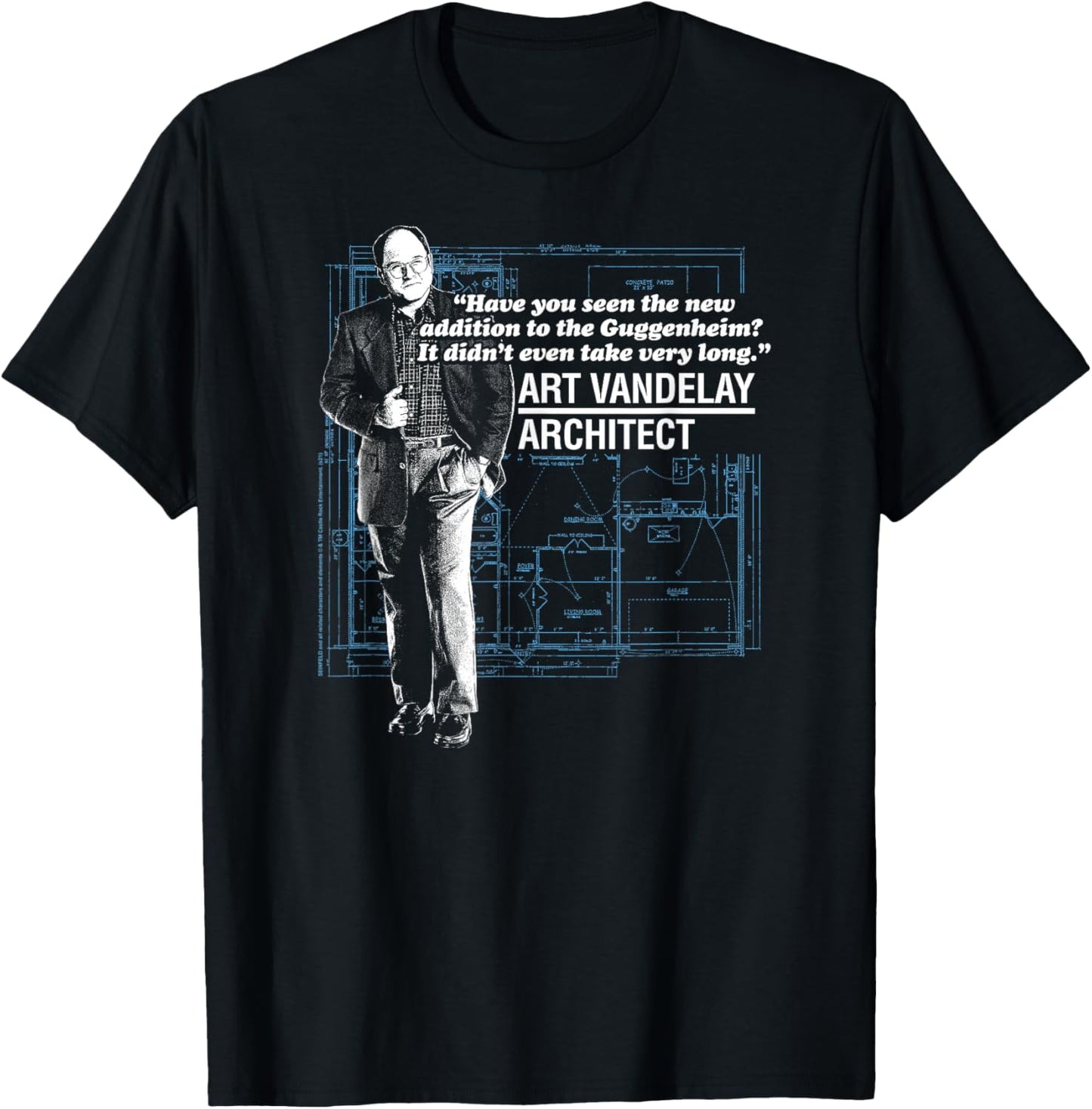 Seinfeld Art Vandelay Architect Floorplan Funny 90's TV Show T-Shirt - T-Shirt | Black