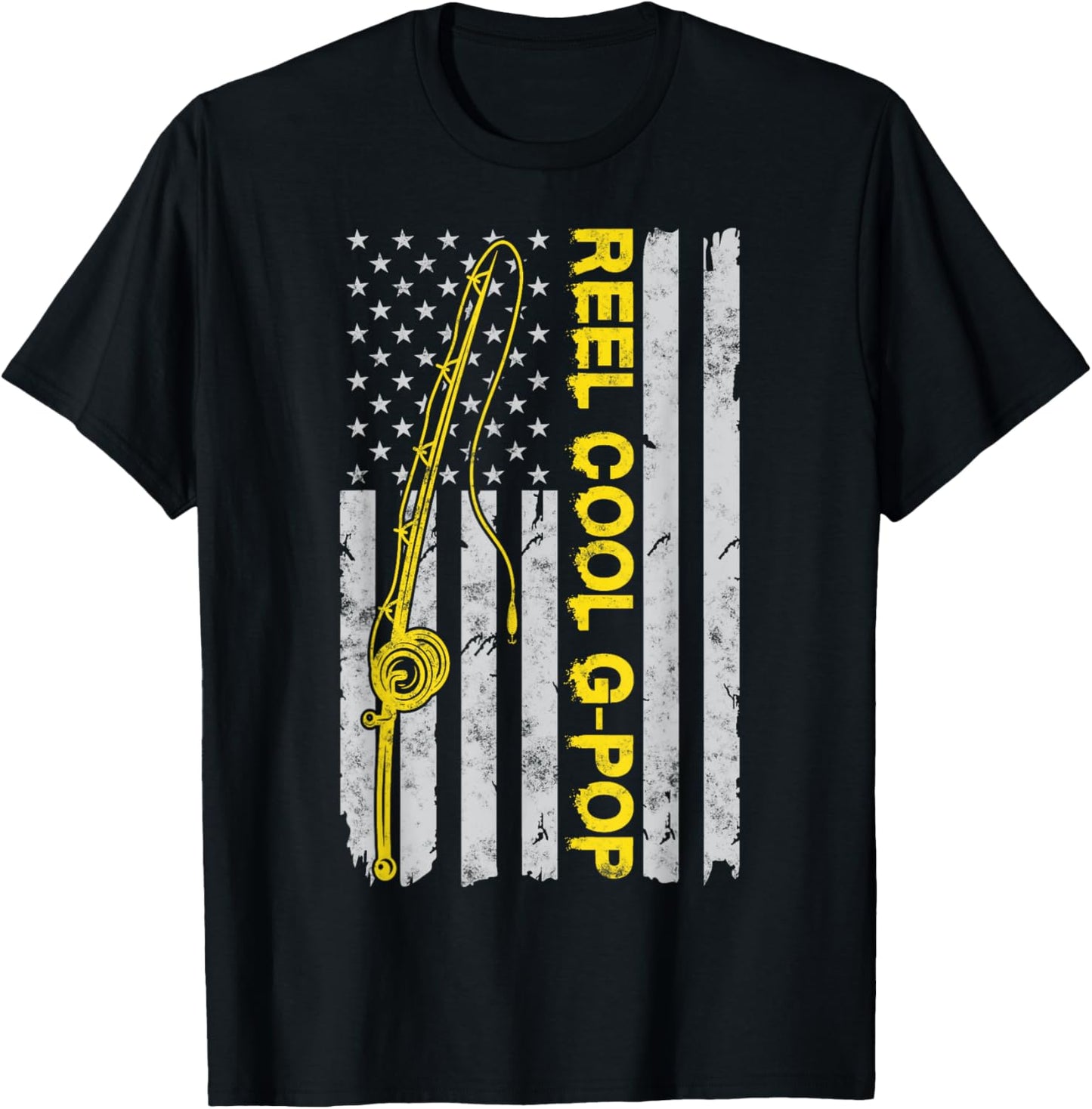 Reel Cool G-Pop American Funny Fishing Flag Gift G-Pop T-Shirt - T-Shirt | Black