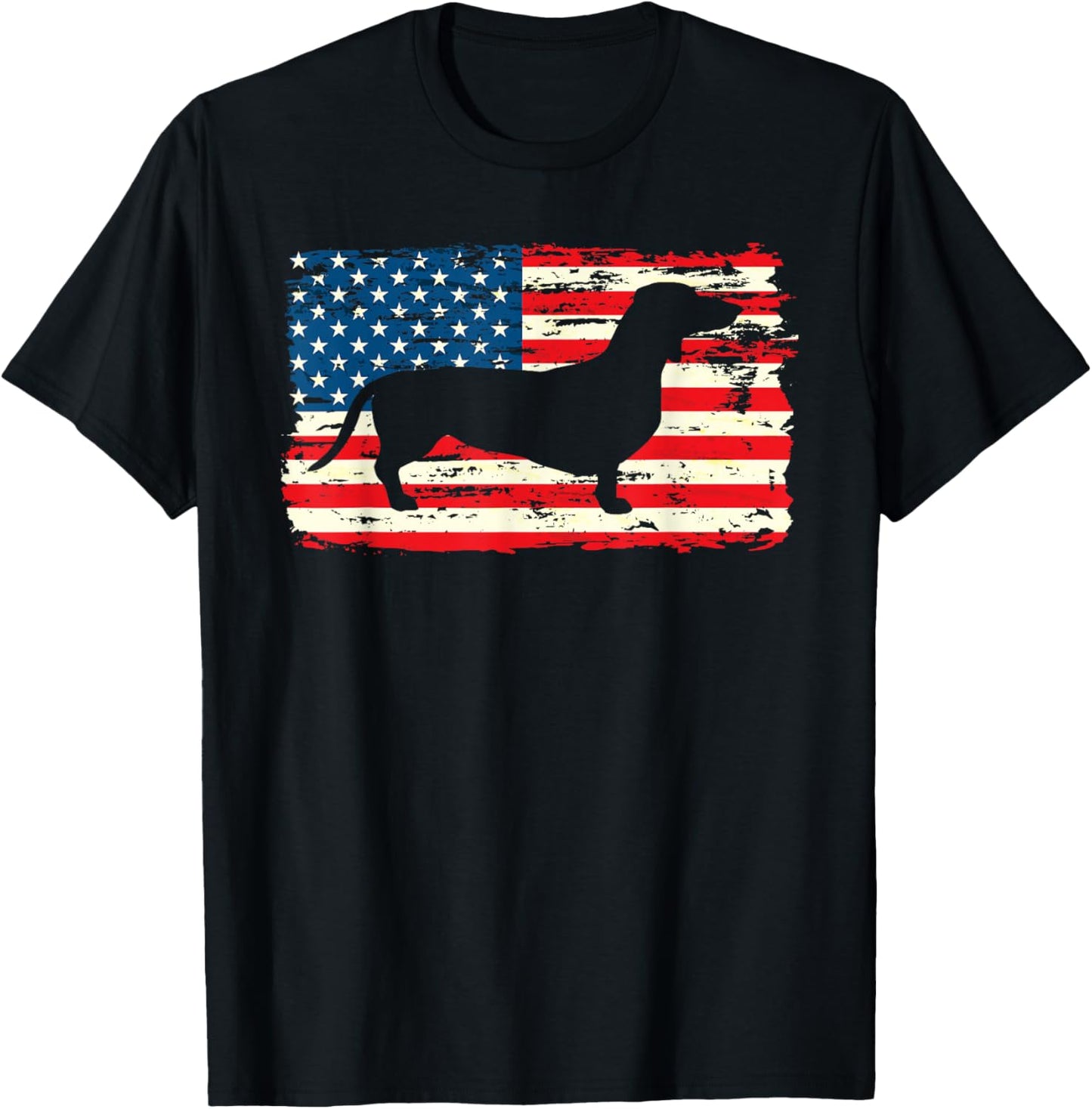 Dachshund American Flag Shirt 4th of July Dog Patriotic Kids Men T-Shirt - T-Shirt | Black