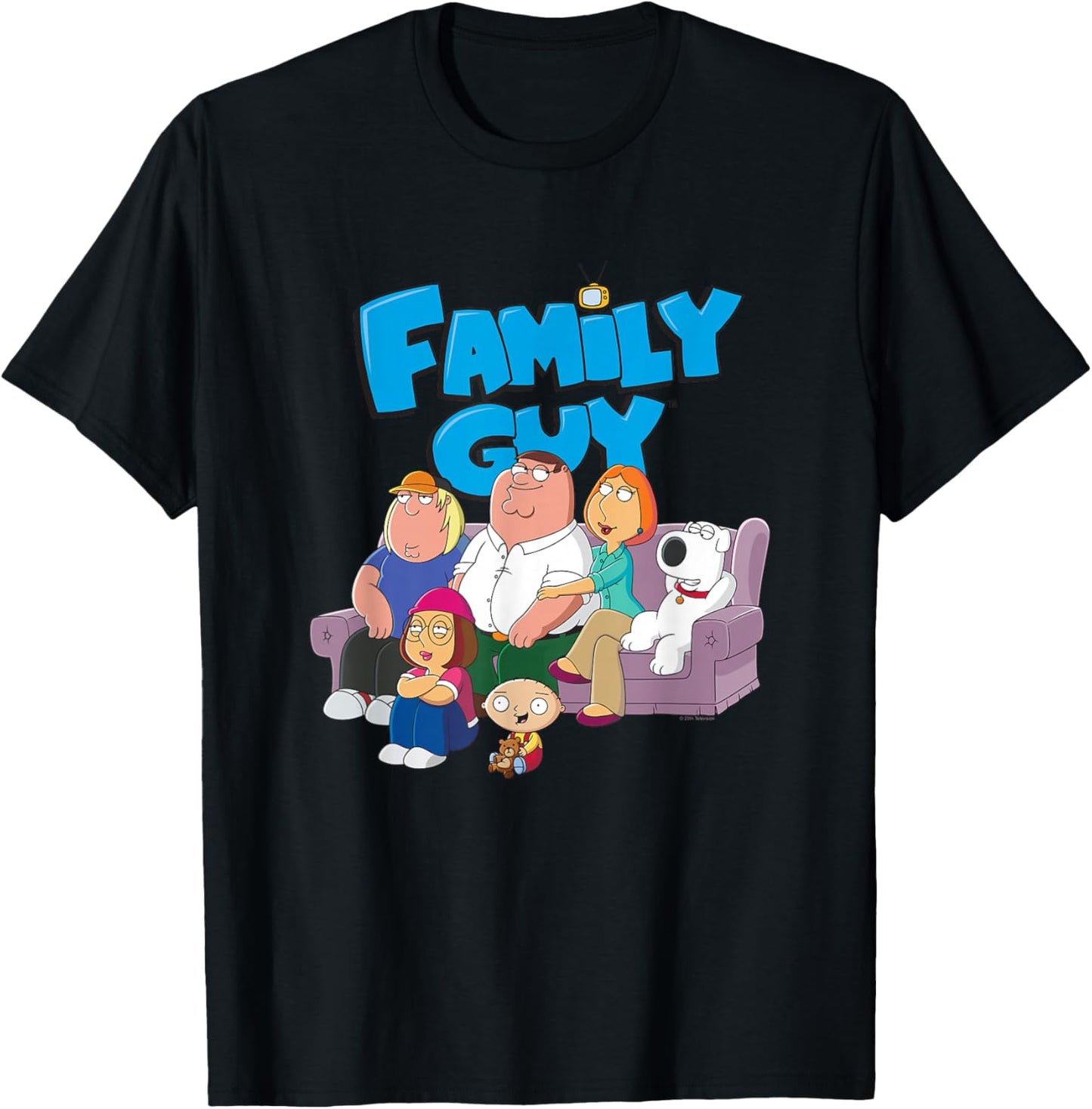 Family Guy Griffin Family with Logo Cartoon T-Shirt - T-Shirt | Black