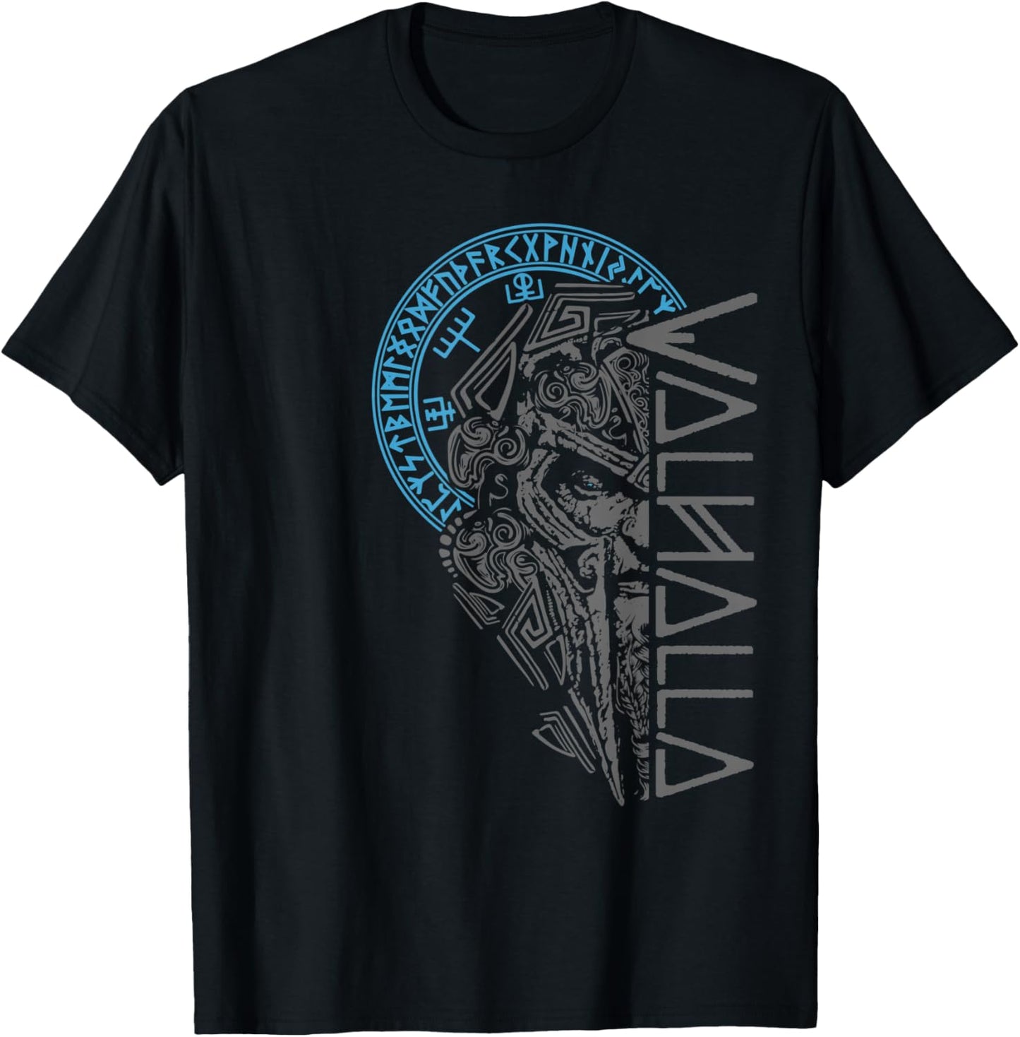Valhalla Odin in Mask Runes Norse Compass Viking T-Shirt - T-Shirt | Black