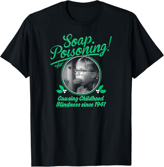 A Christmas Story Soap Poisoning Black and White Funny T-Shirt - T-Shirt | Black