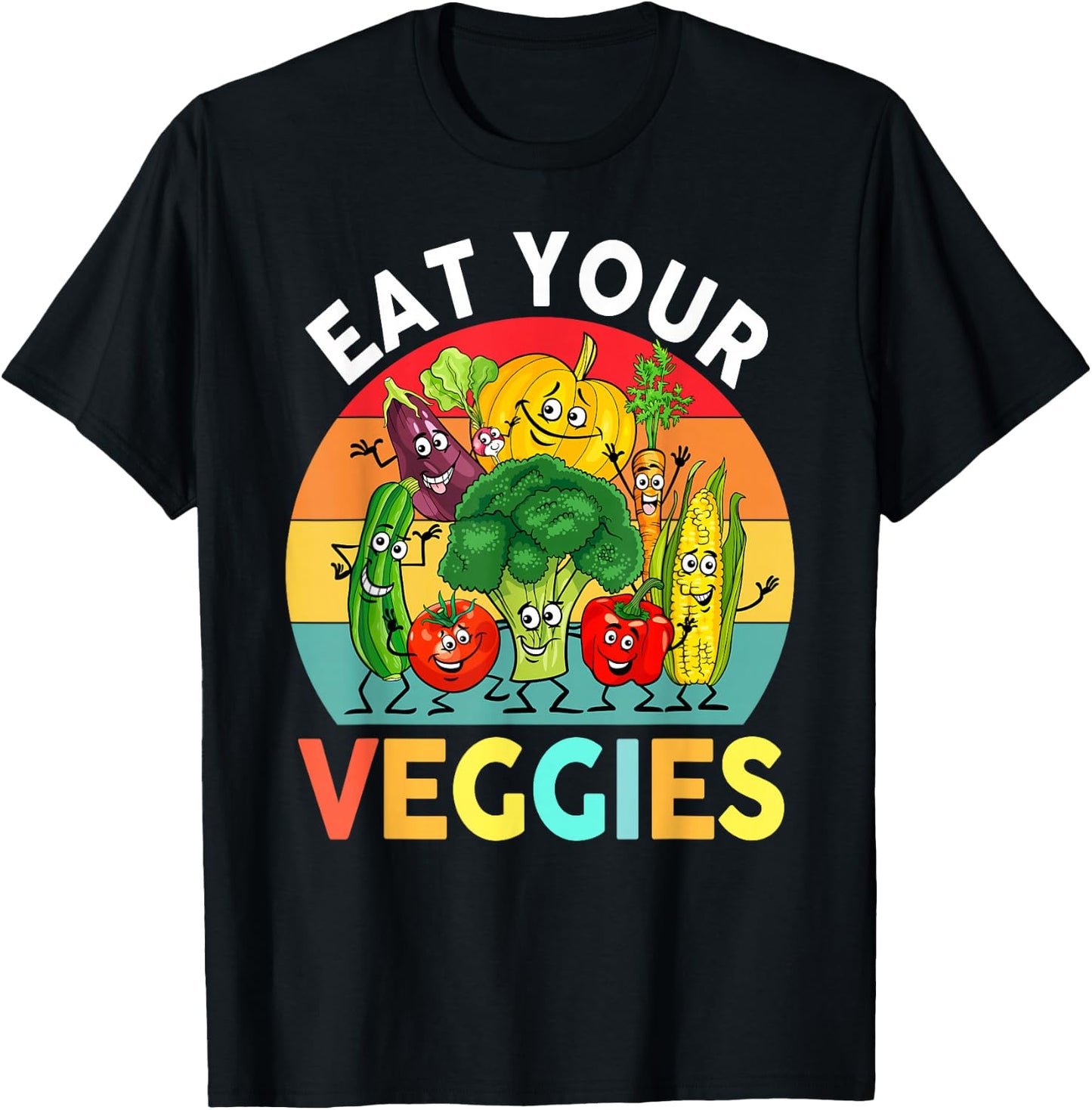 Vegan Shirt Kids Toddler Boys Eat Your Veggies Vegetables T-Shirt - T-Shirt | Black