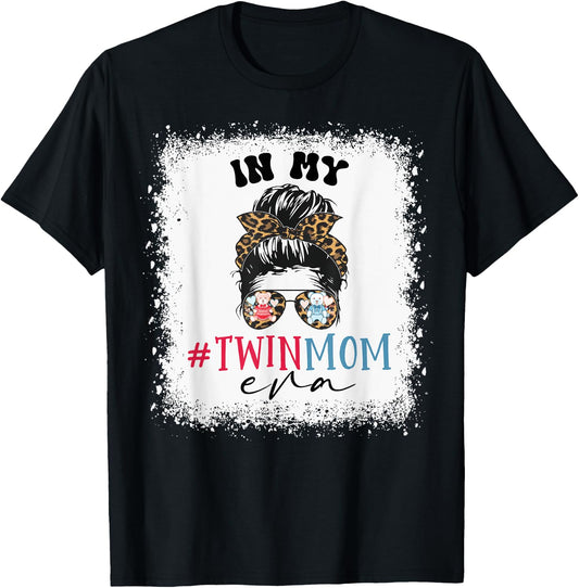 In My Twin Mom Era Mama Mothers Pregnancy Announcement T-Shirt - T-Shirt | Black