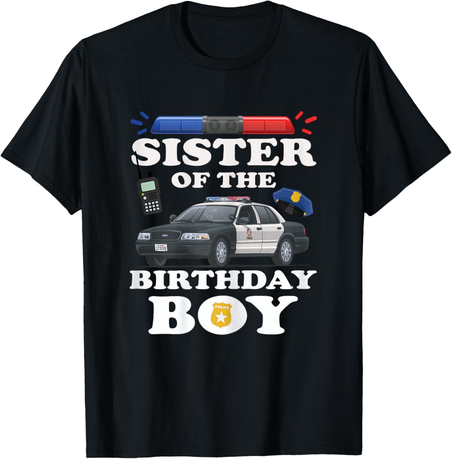 Sister of the Birthday Boy Police Officer Birthday Party T-Shirt - T-Shirt | Black