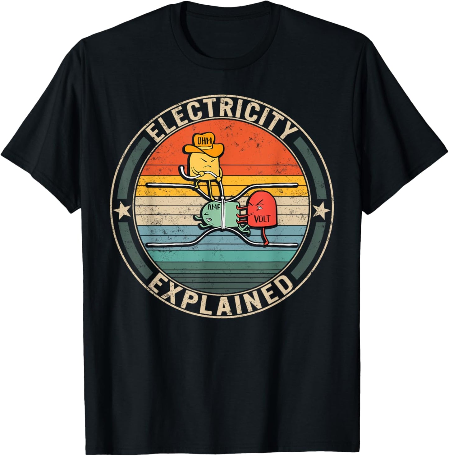 Electricity Explained Cute Ohm Volt Amp Electrical Engineer T-Shirt - T-Shirt | Black