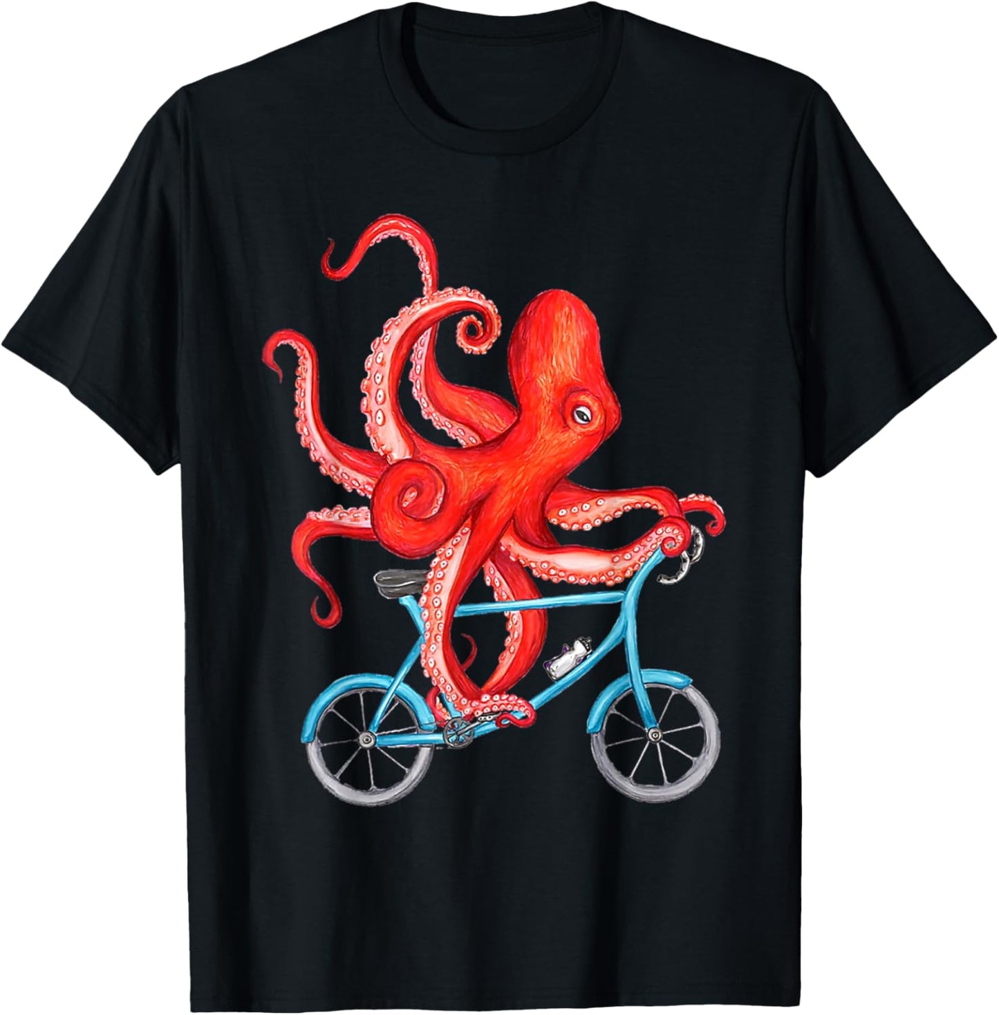 Octopus Bicycle Bike Cycling Beach Ocean Sea Octopus Lover T-Shirt - T-Shirt | Black