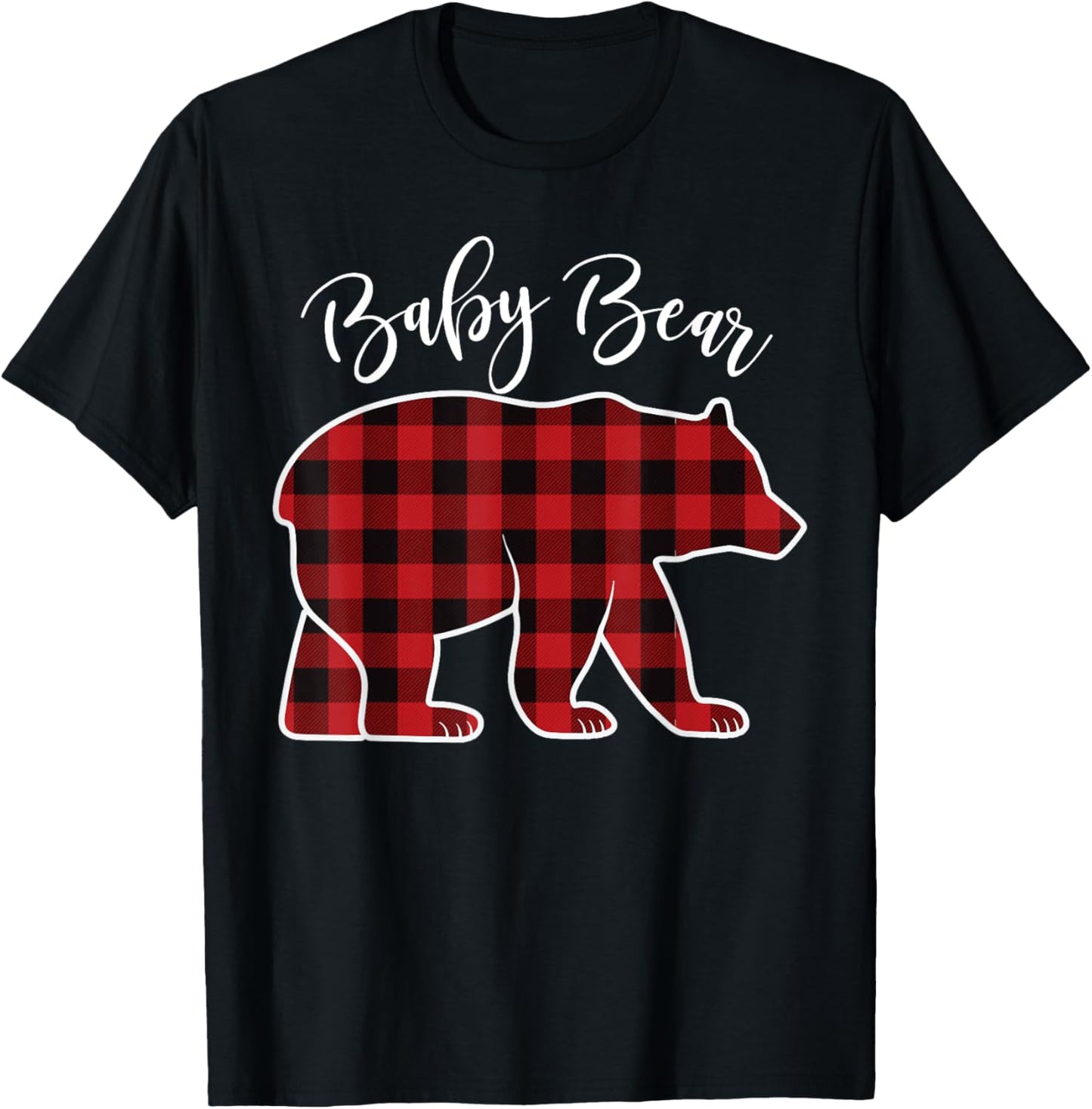 Baby Bear Pajama Red Buffalo Xmas Funny Family Christmas T-Shirt - T-Shirt | Black