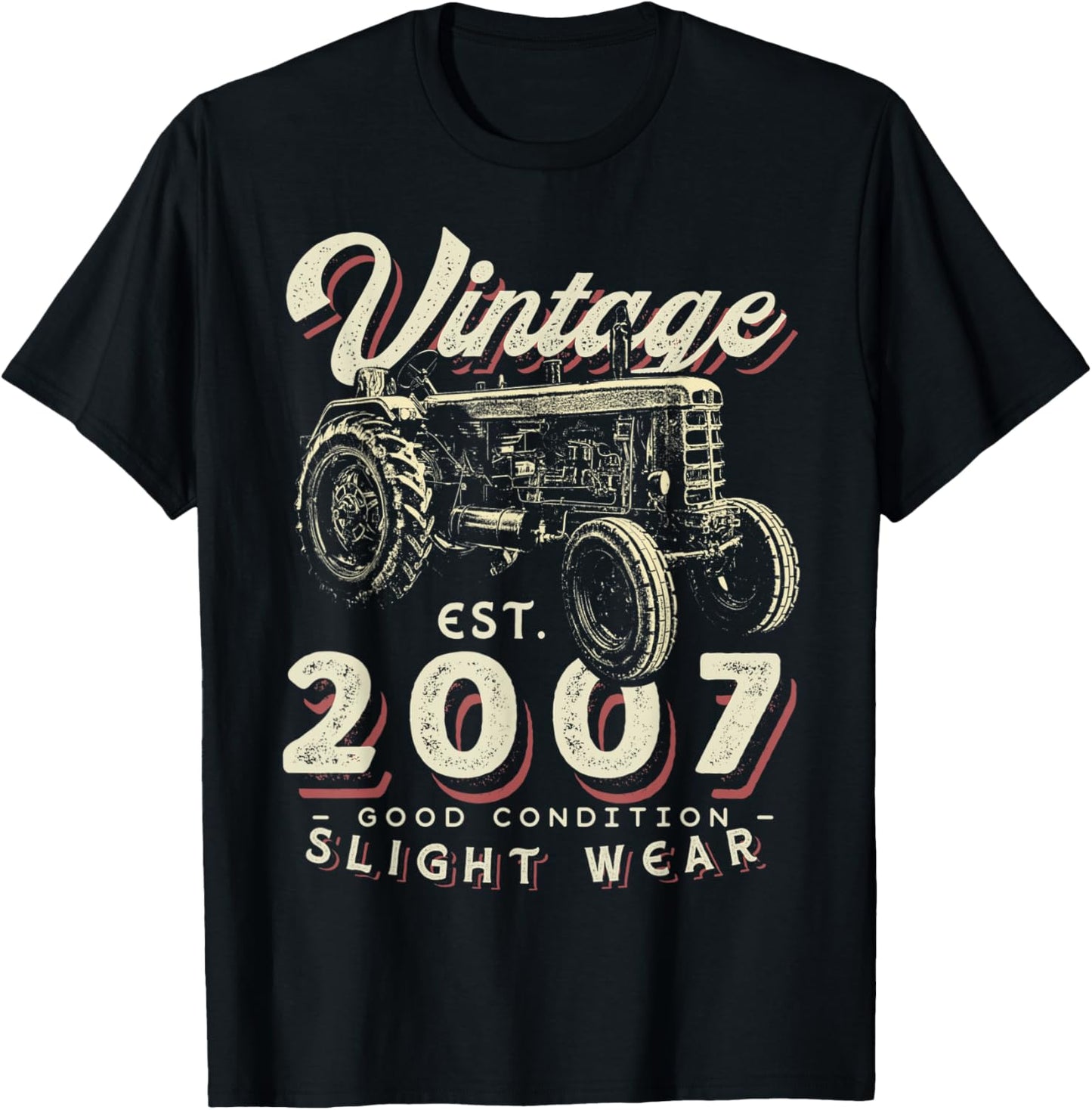 Vintage Farmer Tractor established 2007 15th Birthday Party T-Shirt - T-Shirt | Black