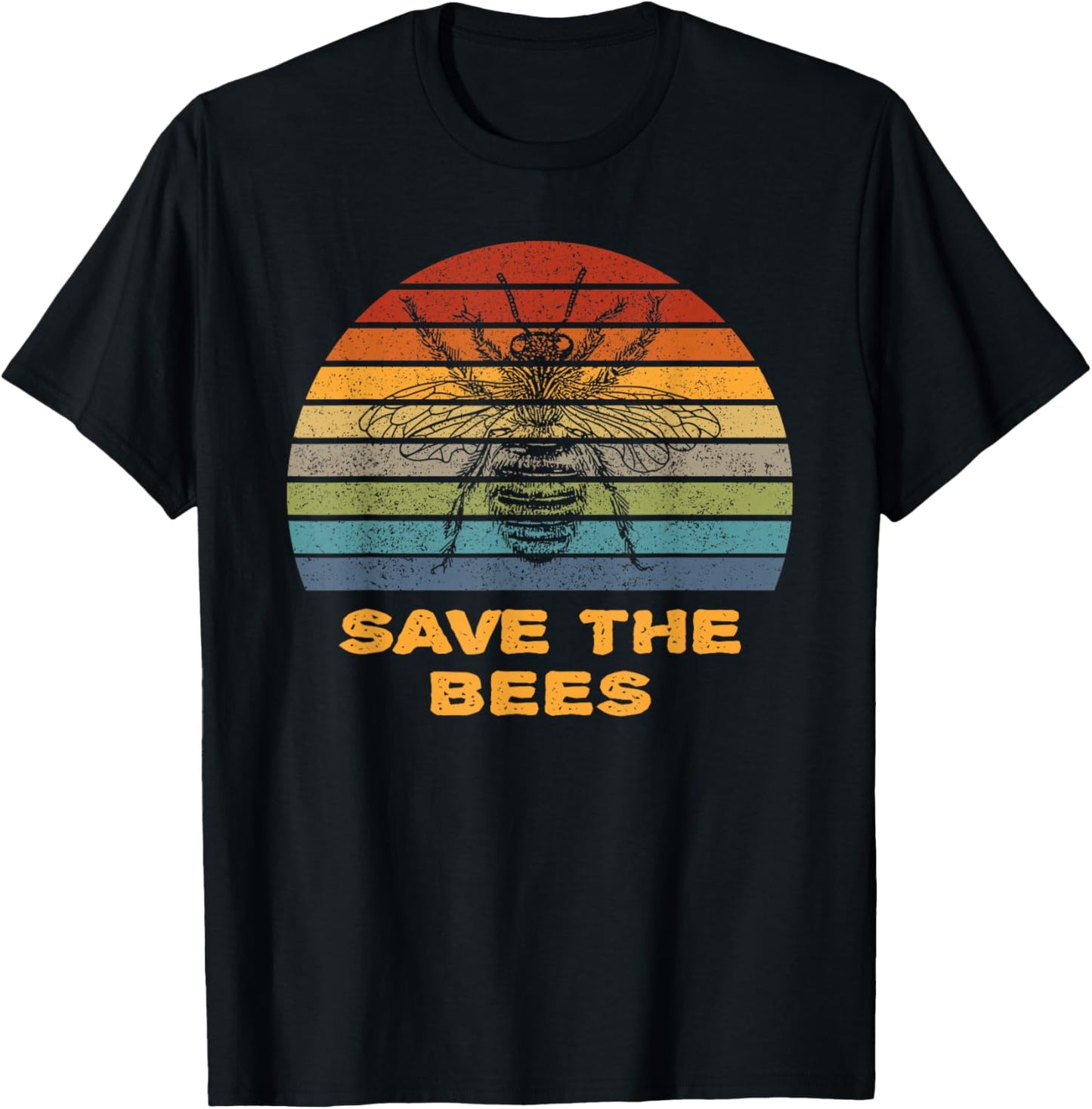 Save The Bees - Retro Bumble Bee Silhouette Beekeeper Gift T-Shirt - T-Shirt | Black