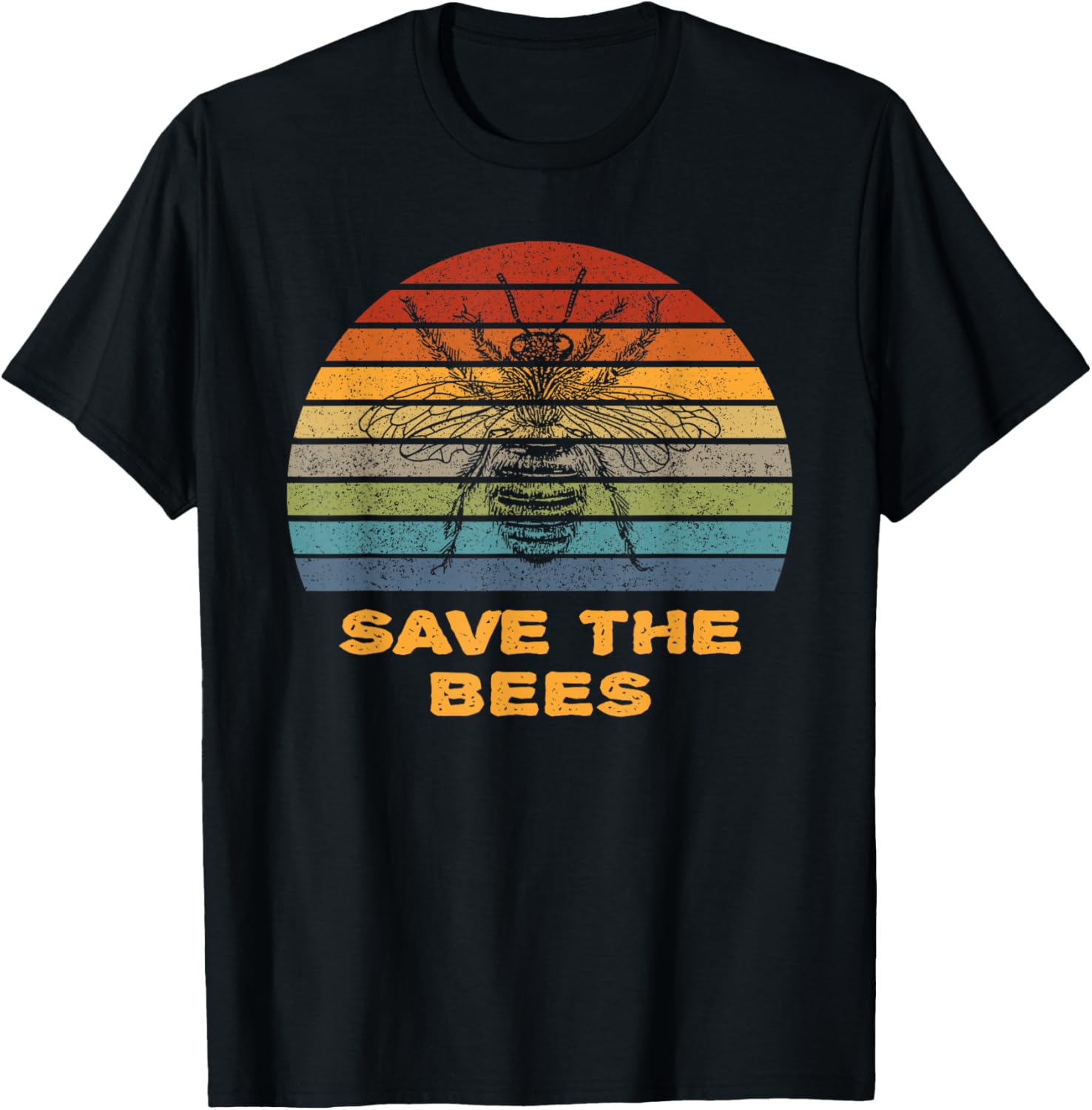Save The Bees - Retro Bumble Bee Silhouette Beekeeper Gift T-Shirt - T-Shirt | Black
